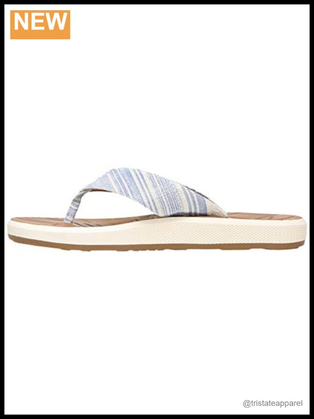 Women's Sunny Striped Thong Flat Sandals Slip On Fabric Upper Molded Footbed